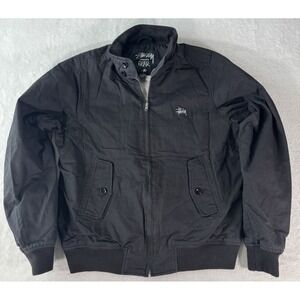 Stussy Vintage Y2K black canvas Cafe racer bomber jacket Mens Medium